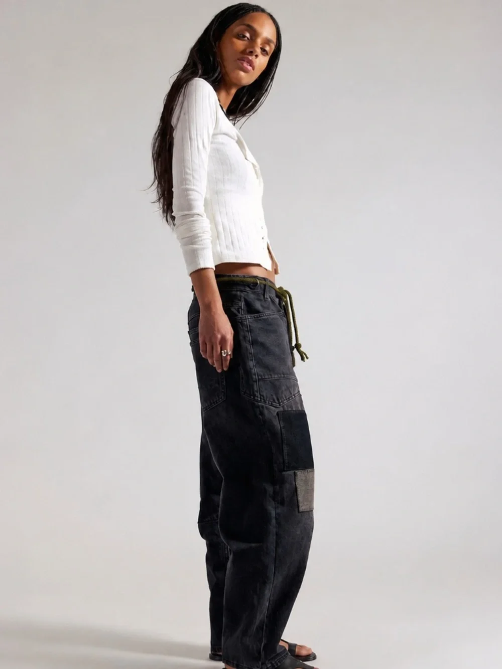Free People Moxie Pull On Patch Barrel Jeans